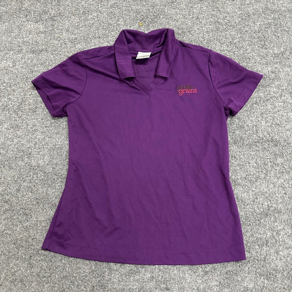 Nike Polo Womens Size L Purple Dri-Fit V-Neck Great Grains Athletic Golf Shirt